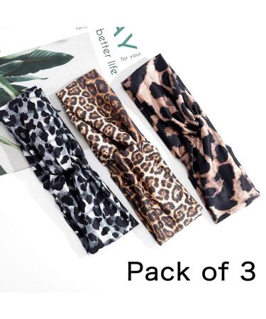 Fashband Boho Leopard Print Headbands - Pack of 3 | Elastic Stretchy Hair Bands for Women and Girls - Buy Online on GoSupps.com