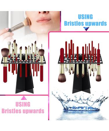 72-Hole Collapsible Makeup Brush Drying Rack | Acrylic Holder for Artists and Lovers - Black - Buy Online on GoSupps.com