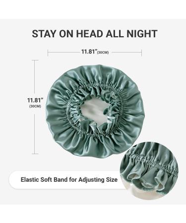 ZIMASILK 100% Mulberry Silk Bonnet for Women Hair Care - Double Layered Silk Hair Wrap for Sleeping - Elastic Stay On Head - Greyish Green/Ivory - One Size (Lightblue) - Buy Online on GoSupps.com