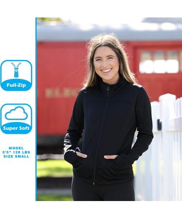 Global Blank Women's Full Zip-Up Athletic Workout Jacket - Medium Black | Running, Yoga, Sports - Buy Online on GoSupps.com