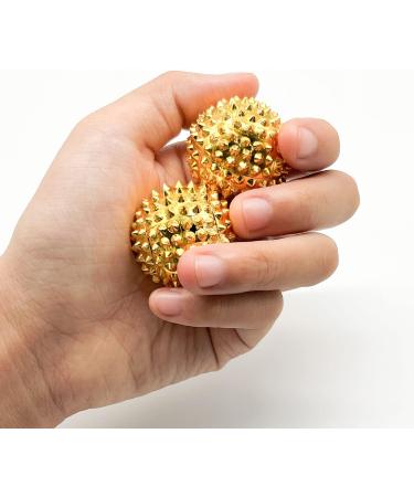 2 Magnetic Hedgehog Massage Balls & 3 Acupressure Rings - Stress Relief Yoga Massage Tools (Gold) - International Shipping Available - Buy Online on GoSupps.com