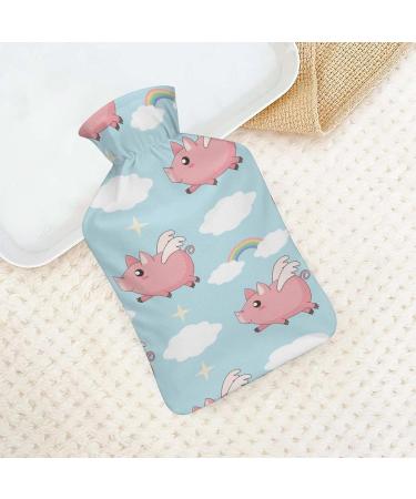 Flying Pig Hot Water Bottle with Plush Cover - Ideal Hand Warmer for Adults & Kids | 26.5x15.3cm | International Shipping - Buy Online on GoSupps.com