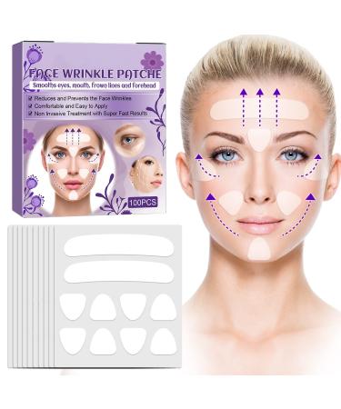 VERYCOZY Forehead-Wrinkle-Patches 100-PCS-Face-Tape-Lifting Smooth-Fine Lines & Wrinkles Invisible-Silicone-Wrinkle-Patches-for-Face Overnight Reduce-Forehead-Eye & Around-Mouth & Upper-Lip Wrinkles