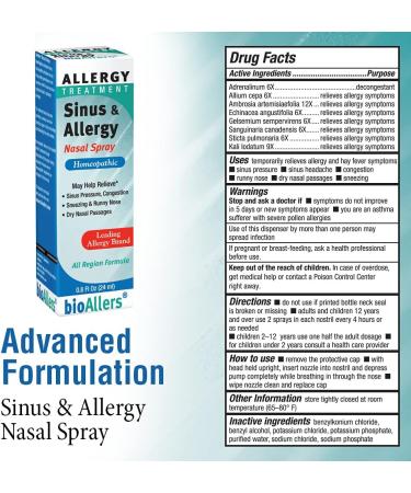 Bioallers Sinus and Allergy Nasal Spray 0.8oz - Fast Relief for Sinus Congestion - Buy Online on GoSupps.com