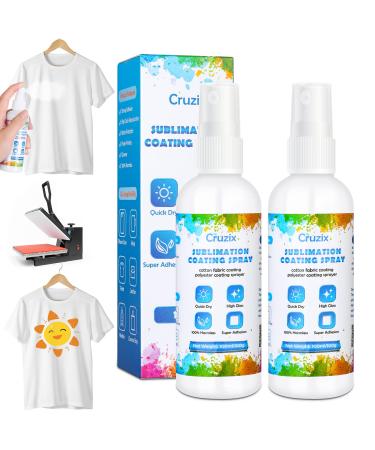 Sublimation Coating Spray for Cotton Shirts  2 x 100 ML Sublimation Spray Glue for Fabric Polyester Carton Blanks Tote Bag  Super Print Adhesion & Quick Dry Waterproof High Gloss Finish