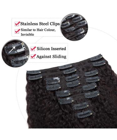 Shop Elailite 40cm Afro Clip-In Extensions | Real Remy Hair 115g 8 Parts Set Kinky Straight #1B Natural Black - Buy Online on GoSupps.com