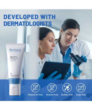 Hydrating Facial Cleanser - Dual-Tube Face Wash for All Skin Types | Amino Acid & White Clay Deep Clean Sunscreen Removal Oil Control Gentle Foaming pH-Balanced Unscented - Buy Online on GoSupps.com