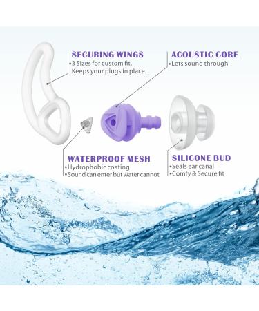 Hearprotek 2 Pairs Custom-Fit Swimmer Ear Plugs for Adults - Purple | Water Protection for Swimming, Showering, and Water Sports - Buy Online on GoSupps.com