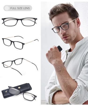Missfive Flat Folding Reading Glasses - Blue Light Blocking Lightweight Portable Eyewear for Men & Women - Compact Travel Case Included - Black 2.5x - Buy Online on GoSupps.com