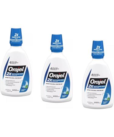 Orajel Antiseptic Mouth Sore Rinse 16 oz (Pack of 3) 16 Fl Oz (Pack of 3)