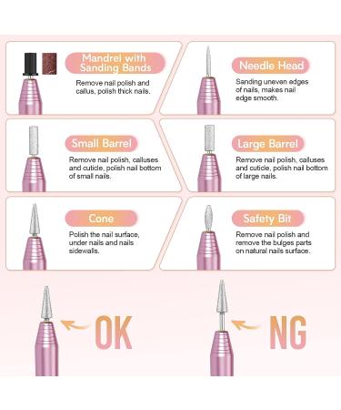20000RPM Electric Nail Drill Kit with Drill Bits, Brush, and 106Pcs Sanding Bands - Professional Acrylic Nail File for Manicure Pedicure Gel Dip Nails - Pink - Buy Online on GoSupps.com