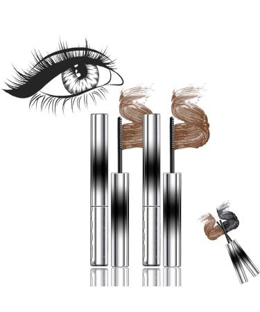 Olivia Blaire Iron Wand Mascara Bristleless Metal Rod Mascara Judy Doll Mascara 3d Curling Eyelash Iron Mascara Waterproof Flake Proof Long Lasting (2*Brown)