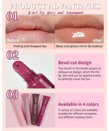 Tinted Lip Balm Kit-4Pcs Peptide Hydrating Lip Tint Moisturizer Jelly Lip Treatment Balm Non-Stick Lip Care Glow Reviver Lip Oil Yummy Glowy Lip Gloss Christmas Makeup Gift for Women-Set C Setc-01+02+03+04 - Buy Online on GoSupps.com