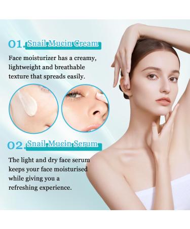 Snail Mucin Facial Set Snail Mucin Cream & Snail Mucin Serum Snail Moisturizer Hydrating Snail Serum for Face(2PCS) - Buy Online on GoSupps.com