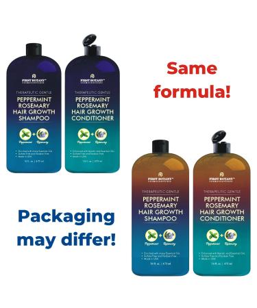Peppermint Rosemary Hair Regrowth Shampoo & Conditioner Set - Daily Hydrating, Detoxifying, Volumizing Formula, Fights Dandruff - 16 fl oz x 2 - Buy Online on GoSupps.com