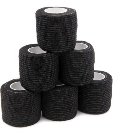 Self Adherent Cohesive Wrap Bandages - 2x5 Yards, 6 Pack Black Color, First Aid Tape for Injury Care - Buy Online on GoSupps.com