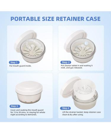 Denture Bath Case with Strainer - Portable Retainer Cleaner Cup for Household/Travel - Leak Proof and Easy to Clean - White - Buy Online on GoSupps.com