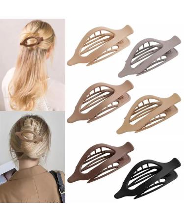 French Concord Curved Hair Clips 6Pcs French Concord Hair Clips Curved Claw Clips French Concord Flat Hair Clips Curved Hair Claw Alligator Hair Clip Flat Hair Clip French Concord Hair Clip for Women Colorful 6pcs a