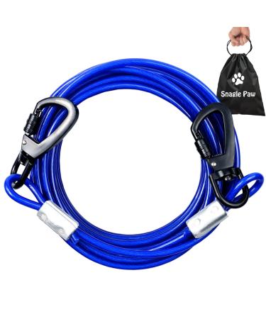 Cable ties for dogs 7.6 m long dog leash for courtyard purchase festival robust dog tensioning cable with superior karabiner clip for large dogs up to 113 kg long-lived dog runner for courtyard or camping 250lbs / 25ft blue
