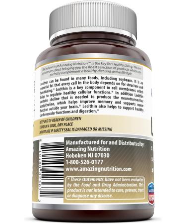 Amazing Formulas Lecithin Dietary Supplement 1200mg Softgels - Brain & Cardiovascular Health Support - Non GMO, Gluten Free - 240 Count - Buy Online on GoSupps.com