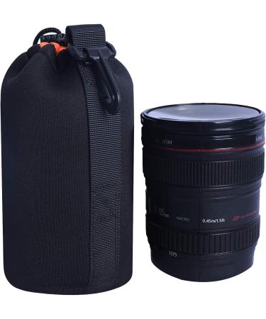 4 Pack Neoprene Camera Lens Pouch Set for Canon, Nikon, Sony, Olympus, Pentax - Black and Orange - Buy Online on GoSupps.com
