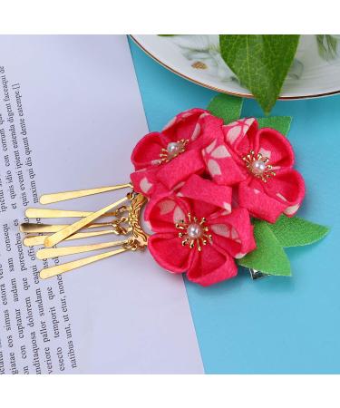 Amosfun Japanese Kanzashi Flower Hair Clip for Women and Girls - Pink - Buy Online on GoSupps.com