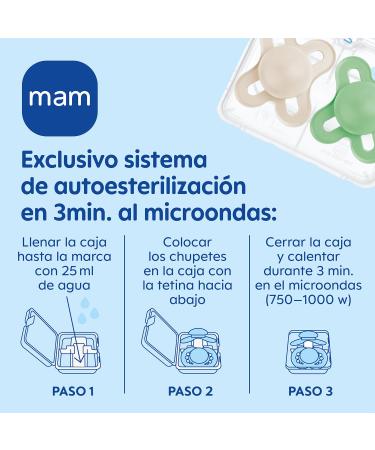 MAM Schnuller Original S158 2 Pack Silicone Pacifier with Automatic Sterilization Box for 0+ Months Ultra Soft & Safe - Buy Online on GoSupps.com