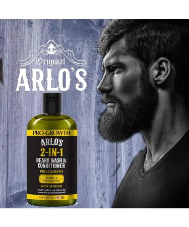 Arlo's Pro-Growth 2-in-1 Beard Wash & Conditioner - Vanilla Sandalwood & Menthol - 12 oz | International Shipping Available - Buy Online on GoSupps.com