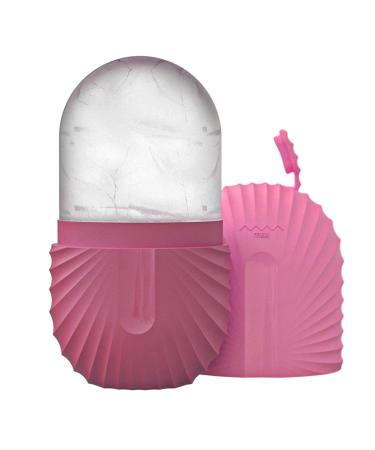 Ice face scooter reusable cooling silicone ice cube roller long-lasting ice mold contour lightening of the facial beauty facial scooter ice cube facial massager for the skin care Shell Pattern-Rose