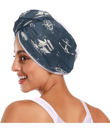 Vintage Sea Dry Hair Cap | Quick Drying Towel Set with Button Headband | Super Absorbent & Comfortable | Ideal for Travel & Home Use - Buy Online on GoSupps.com