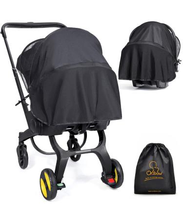 Orzbow 2 in 1 insect protection and sun protection for baby seats breathable sun sail for baby seats with UPF 50+ and with supports Universal mosquito network suitable for Maxi-Cosi Cybex Joie etc. (black) black with supports deluxe - Buy Online on GoSupps.com