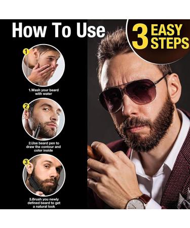 Men's Beard Pencil Filler - Waterproof Dark Brown Beard Pen and Brush - Natural Long-Lasting Coverage Mustache Kit for Styling and Thickening Facial Hair - Buy Online on GoSupps.com