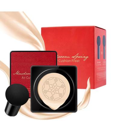 Mushroom Head Air Cushion CC Cream BB Cream Liquid Primer Foundation Full Coverage Primer and Mushroom Air Cushion CC Cream for flawless make-up even skin tone - Ivory