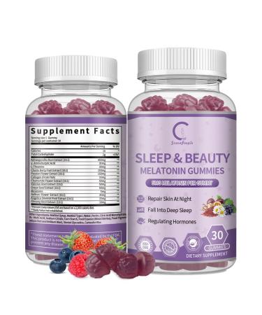 GPGP GreenPeople Women's Melatonin Gummies 5Mg with Ashwagandha L-Theanine & Collagen Sleep Aid Extended Release Formula Sleep Gummies for Adults Non-GMO & Gluten-Free Berry Flavor 30-Day Supply 30 Count (Pack of 1)