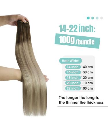 Youngsee Real Hair Extensions - Dark Brown Balayage 55cm Weft 100g #4/14 | Long-Lasting Quality for a Flawless Look - Buy Online on GoSupps.com