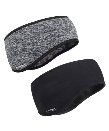 Sports headband roysmart headbands winter ear warmer stretchy headband sports ear protection thermal head band when jogging running hiking bicycle - frontal ligaments for women and men (black + gray) - Buy Online on GoSupps.com