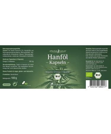 Organic Hemp Oil Capsules - 2880mg Daily - Vegan Cold Pressed Omega 3-6-9 - High-Dose Alternative to Drops - Buy Online on GoSupps.com