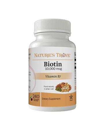 Nature's Trove Biotin 10 000 mcg 240 EZ Chew Tablets Cherry Flavor