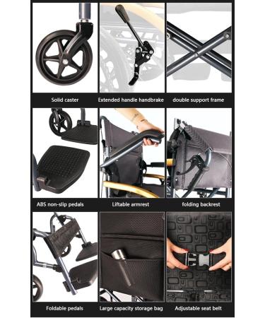 Manual Folding Wheelchair Adults Self-Propelled Wheelchair Transport Wheelchairs Folding Lightweight With Handbrakes For Indoor Outdoor Home Travel (Color : A) - Buy Online on GoSupps.com