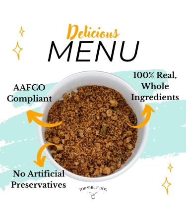 Top Shelf Dog Chicken Dinner Meal - All Natural Human Grade Food Topper for Picky Eaters - Nutrient Packed for Healthy Breeds - 8oz (Pack of 7) - Buy Online on GoSupps.com