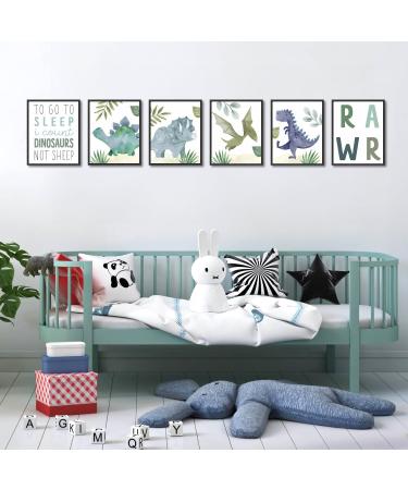 Shop Dazallewall Abstract Dinosaur Wall Art - Cartoon Watercolor Canvas Prints for Boys' Room Decor | Set of 6 (20x25 cm Unframed) - Buy Online on GoSupps.com