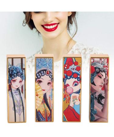 4pcs Peking Opera Style Lipstick Tube Kit - DIY Magnetic Lip Balm & Lipstick Containers - Square Tube (#02) | International Shipping - Buy Online on GoSupps.com