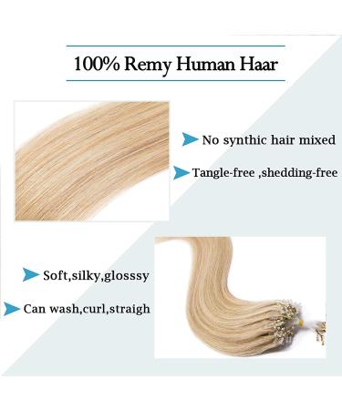 20" Micro Loop Hair Extensions Human Hair 100 Strands #18P613 Ash Blonde&Bleach Blonde (50g) - Buy Online on GoSupps.com