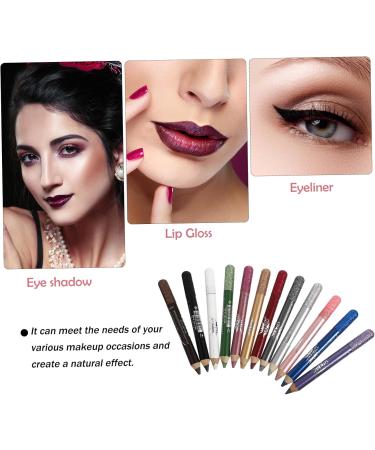 BELLIFFY 12pcs Pearlescent Eyeshadow Pencil Shimmer Eyeliner Waterproof Eyeshadow Glitter Crayons Wood - Buy Online on GoSupps.com