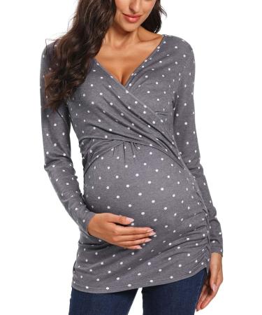 Love2Mi Maternity Nursing Shirt XL Grey V-Neck | Pregnancy Breastfeeding T-Shirt - Buy Online on GoSupps.com