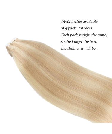 Shop Premium 50g 20pcs Beauty Hair Tape Extensions - Remy Human Hair Dirty Blonde & Platinum Beach Blonde (P18-613) International Shipping Available - Buy Online on GoSupps.com
