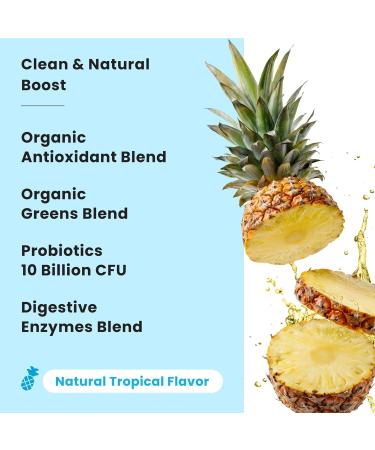 NutraChamps Super Greens Powder Premium Superfood | 20+ Organic Green Veggie Whole Foods | Wheat Grass Spirulina Chlorella | Antioxidant Digestive Enzyme & Probiotic Blends (9.1 OZ Tropical) 9.1 Ounce (Pack of 1) - Buy Online on GoSupps.com