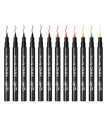 Ownest 12 Colors Liquid Eyeliner Set, Matte Liquid Eyeliner Colorful Eye Liner Pen Neon Eyeliner Makeup,Waterproof Smudge-Proof Smooth Eyeliner Pen