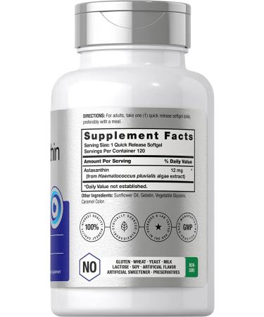 Astaxanthin 12mg Softgels Triple Strength Formula | 120 Capsules | Non-GMO & Gluten Free - Buy Online on GoSupps.com