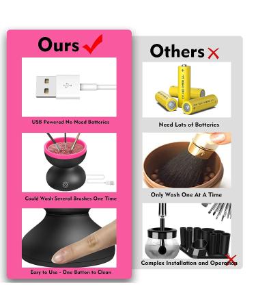 Portable Electric Makeup Brush Cleaner Machine - Automatic Spinner Tool for All Size Brushes - Cleans and Dries Brushes Quickly - Ideal Gift for Women, Girlfriend, Wife, Mom, Daughter (Black) - Buy Online on GoSupps.com